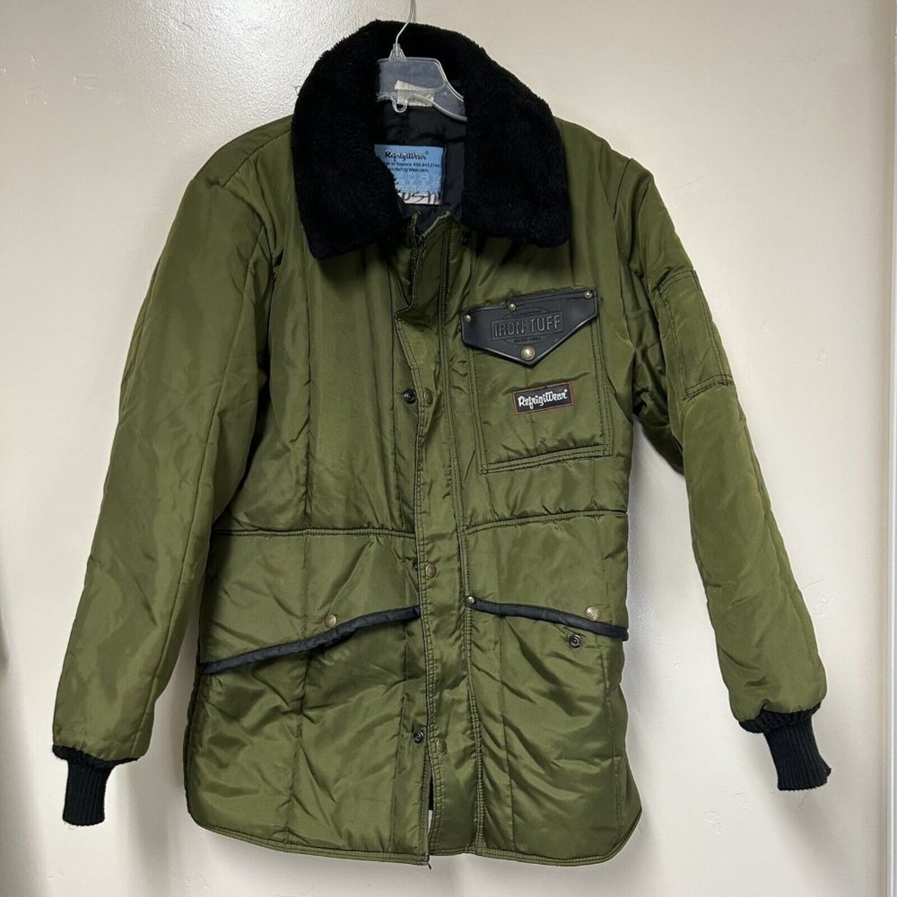 Retro Refrigiwear Iron Tuff Men Green Parka Puffer Jacket Coat Large Made In USA